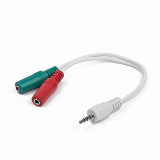 Adaptor jack stereo 3.5mm la 2 x jack stereo 3.5mm casca + microfon T-M 20cm Alb, Gembird CCA-417W